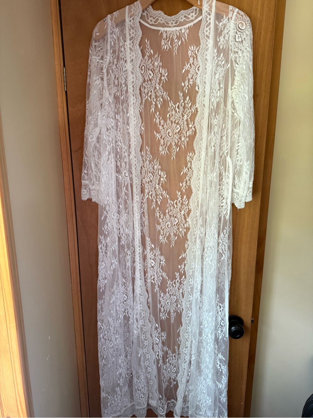 Elegant White Lace Duster Robe